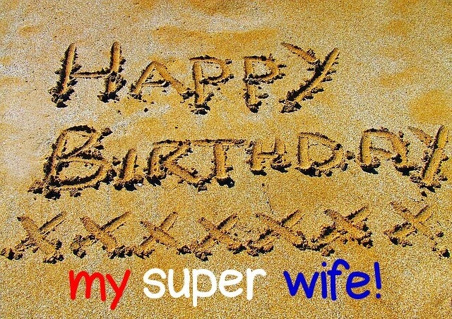 Happy Birthday Wish Wife on Sand
