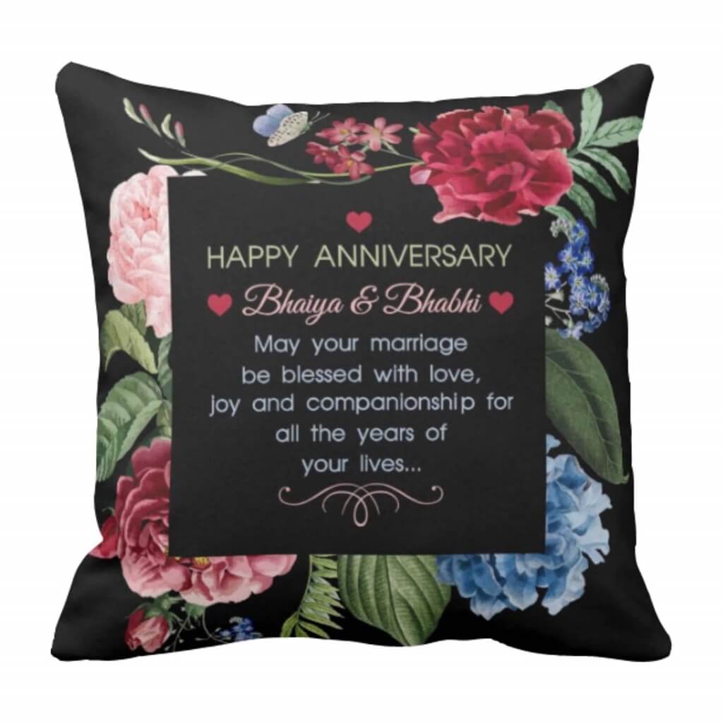 Happy Anniversary Wishes for Bhaiya & Bhabhi Pillow