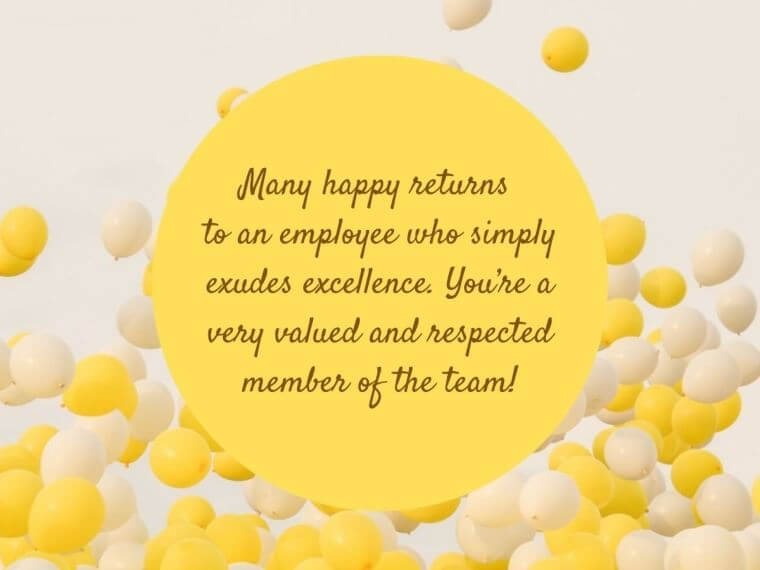 Happy Birthday Wishes for Employee Yellow Balloons