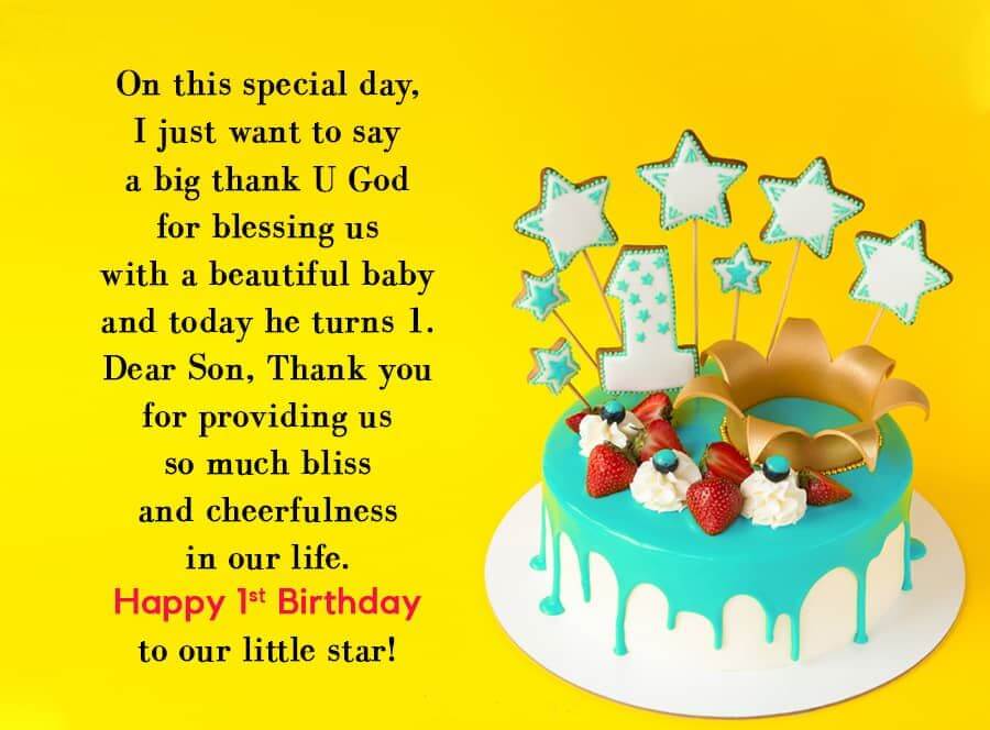 Happy 1st Birthday Boy Wishes Cake