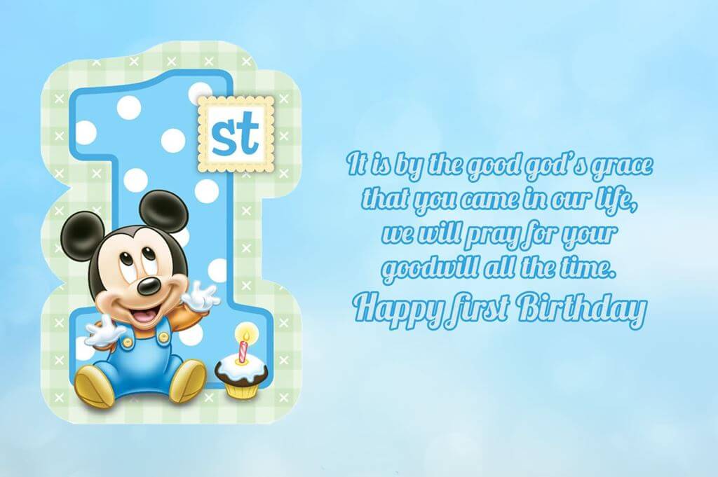 Happy 1st Birthday Boy Wishes Mickey Mouse