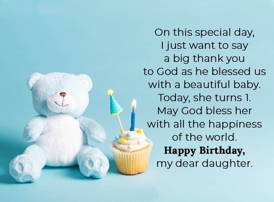 Happy 1st Birthday Girl Wishes Teddy Bear