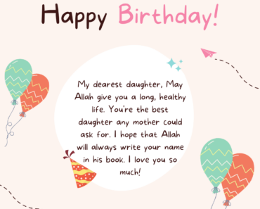 Islamic Birthday Card And Status For Daughter
