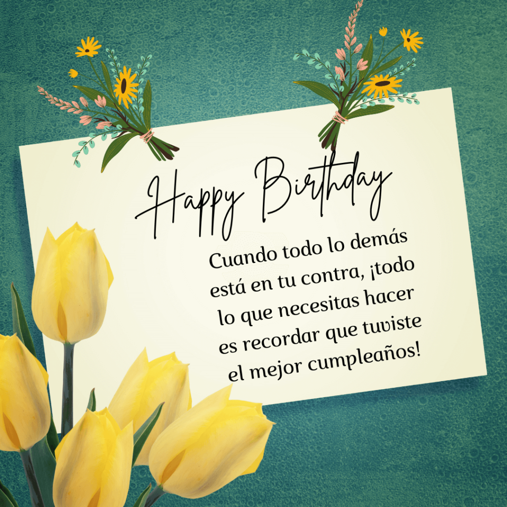 Happy Birthday Flower Card And Greetings In Spanish
