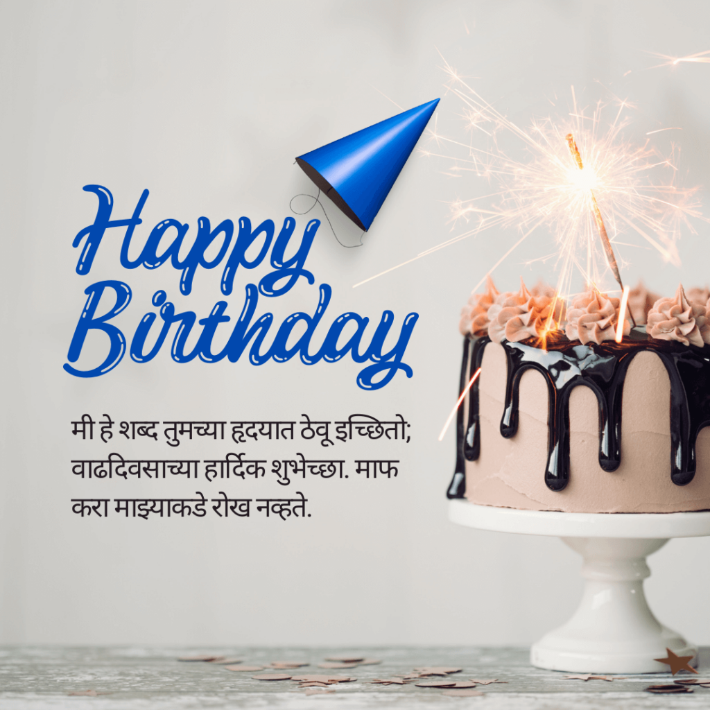 Happy Birthday Cake Card in Marathi